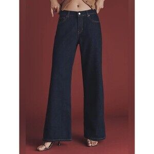 Pilcro x Anthropologie Dark Blue Wash Mid-Rise Wide Leg Denim Pants Size 26